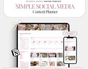 Notion Social Media Content Planner | Ästhetischer Notion Content Planner für Social-Media-Manager und Content-Ersteller | Content-Kalender