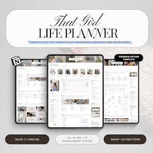 Notion Life Planner | That Girl Planner Notion Template | All In One Notion Dashboard | Ultimate Life Management System | Reuse Forever