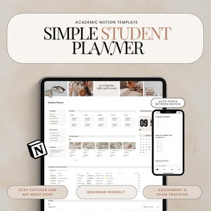 Student Notion Template Academic Planner Student Planner Notion University Digital Planner Assignment Tracker College Planner Daily Planner