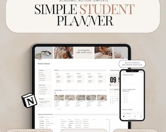 Student Notion Template Academic Planner Student Planner Notion University Digital Planner Assignment Tracker College Planner Daily Planner