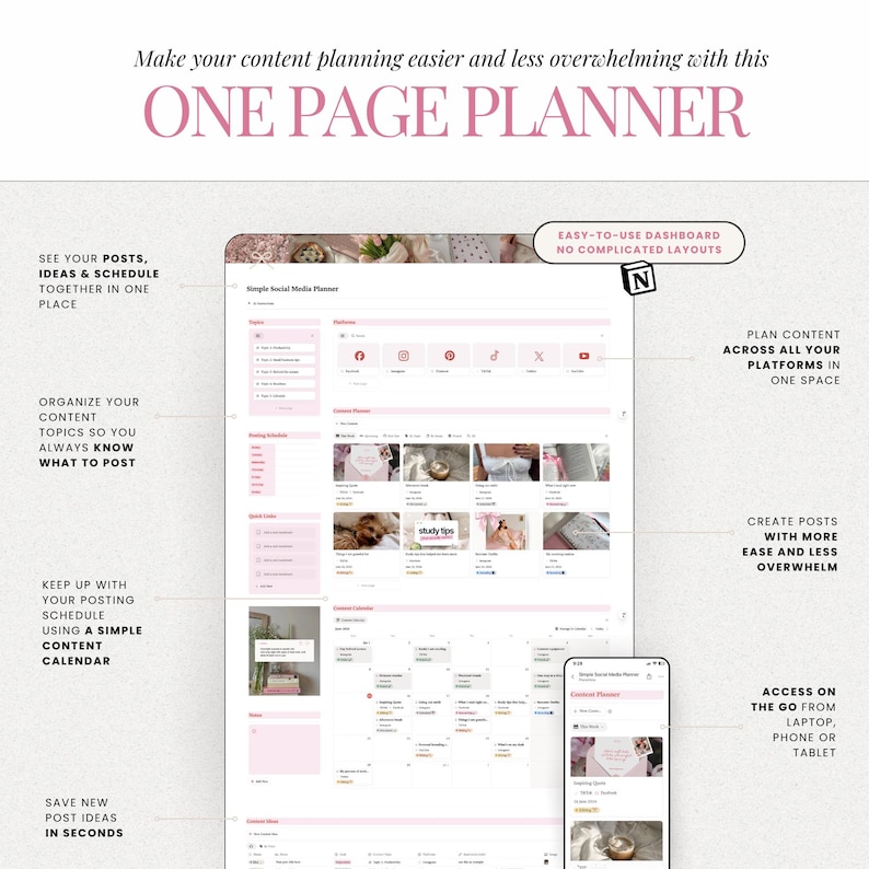 Pink Notion Content Planner