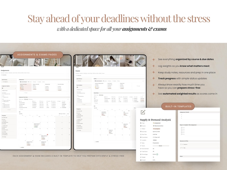 Assignment Tracker and Exam Tracker Template