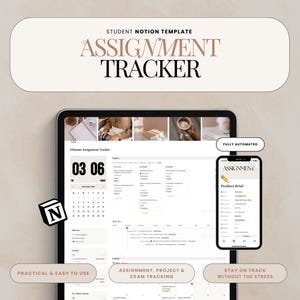 Assignment Tracker Notion Student Planner | Study Planner Notion Template Exam Planner Grades Tracker School Calendar Academic Planner