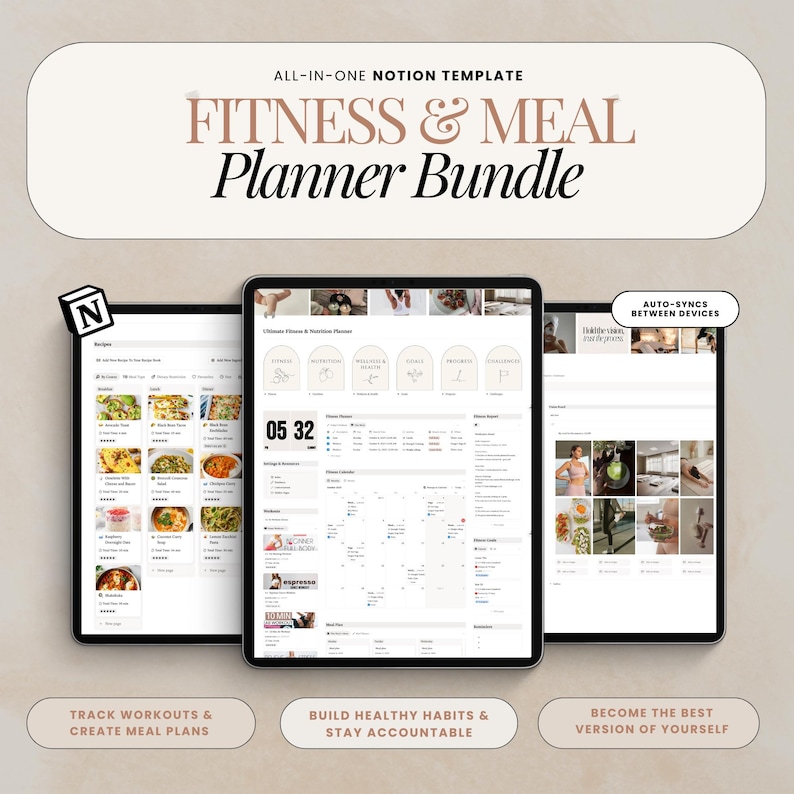 Notion Fitness Planner & Meal Planner Template
