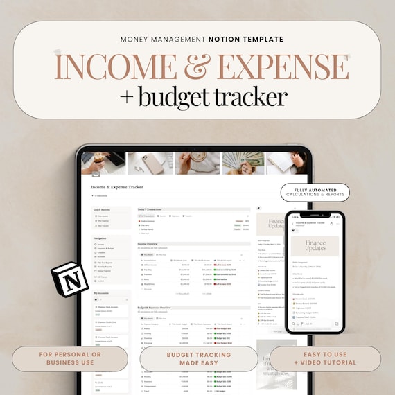 Notion Budget Template Finance Tracker Notion Template Income and Expense Tracker Monthly Budget Bill Tracker Financial Planner