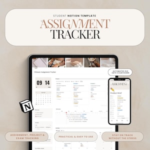 Assignment Tracker Notion Student Planner | Study Planner Notion Template Exam Planner Grades Tracker School Calendar Academic Planner