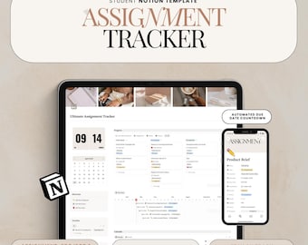 Assignment Tracker Notion Template, Study Planner, School Calendar, Notion Student Planner, Homework Tracker, Digital Assignment Planner