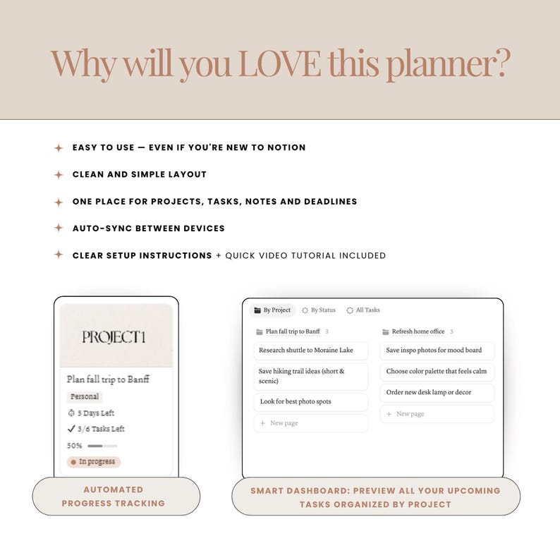 Simple project planner Notion
