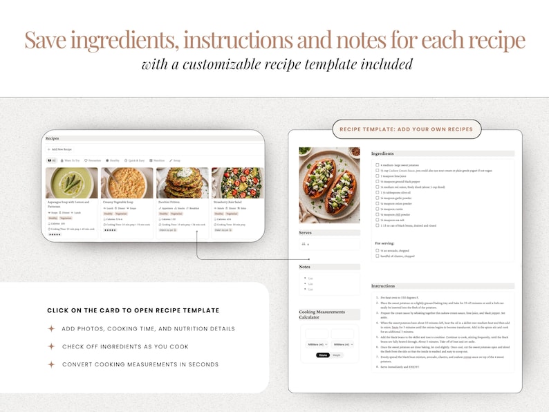 Recipe card Notion template