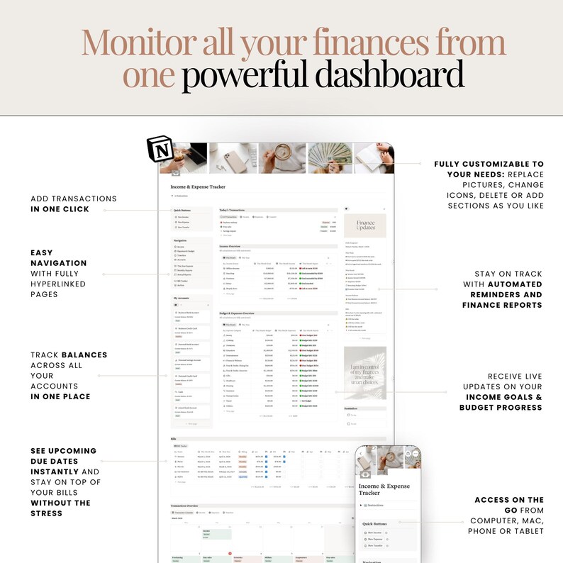 finance dashboard notion