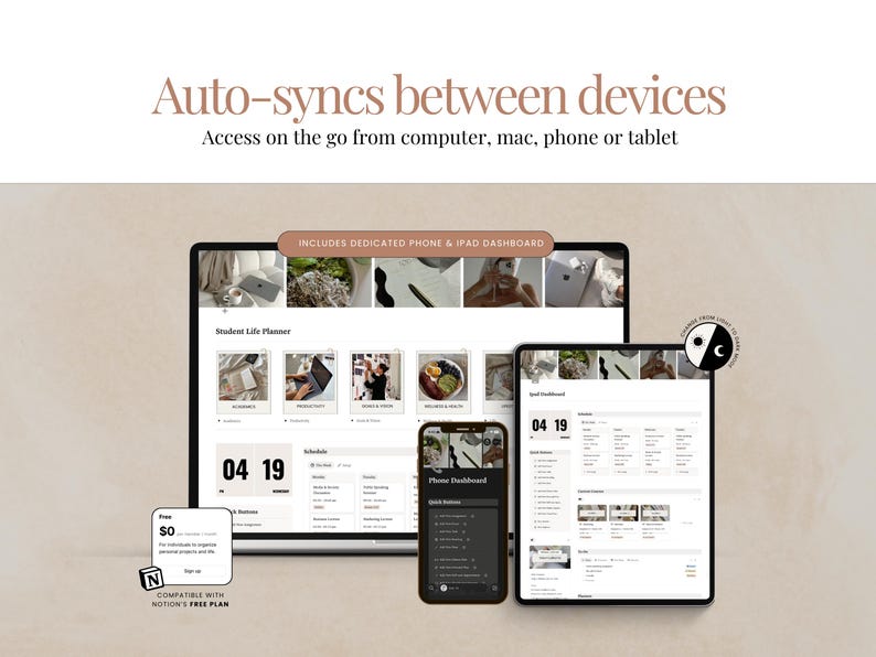 Notion Academic Planner - Dark and Light Mode