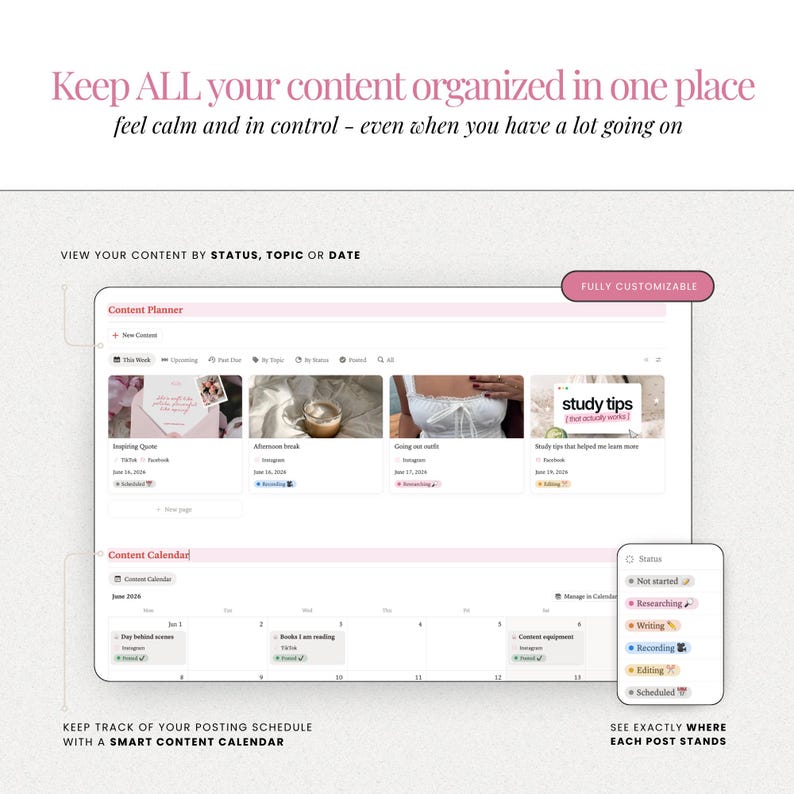 Coquette Social Media Planner