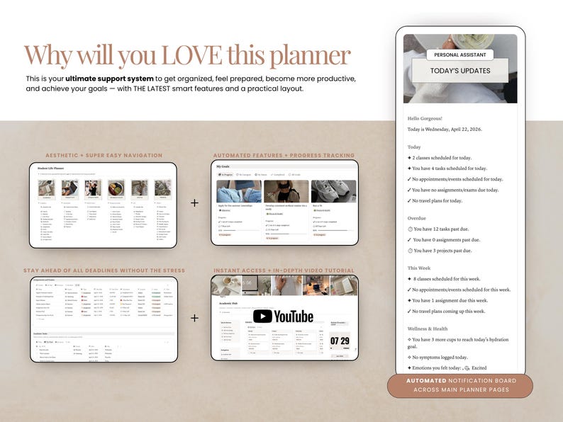 Aesthetic Student Planner Notion Template
