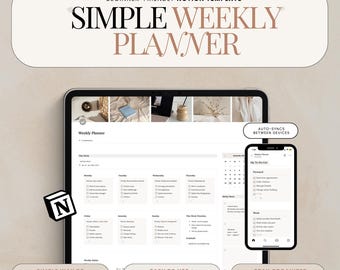 Notion Weekly Planner Daily Weekly Planner Simple To Do List Productivity Planner Digital Weekly Planner Weekly Schedule Notion Template