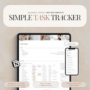 Task Tracker Notion Template Digital To Do List Productivity Planner Weekly Planner Simple Task Manager Notion Life Planner Task Calendar