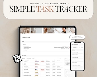 Task Tracker Notion Template Digital To Do List Productivity Planner Weekly Planner Simple Task Manager Notion Life Planner Task Calendar