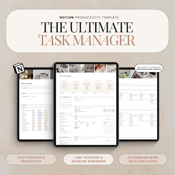 Task Tracker Notion Productivity Planner Task Management Notion Template Time Tracker Eisenhower Matrix Work Planner Business Planner