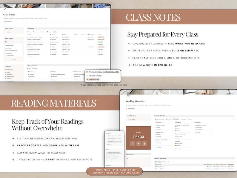 Notion School Planner - Notes and Reading Materials