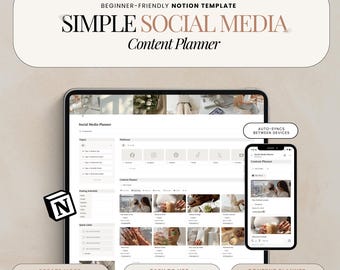 Plantilla de planificador de redes sociales de Notion: Planificador para creadores de contenido, gestor de redes sociales, calendario de contenido de Notion, planificador de contenido para redes sociales