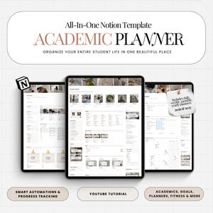 Academic Planner Notion Template | Notion Student Planner | University Planner | College Planner | All In One Notion Student Template