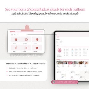 TikTok planner, Youtube planner, Instagram planner