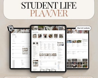 Notion Student Planner, College Planner, University Planner, That Girl Notion Template, All-In-One Academic Planner