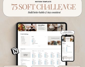 75 Soft Challenge Notion Template Fitness Tracker 75 Medium Challenge Daily Habit Tracker Workout Planner Meal Planner 75 Soft Tracker