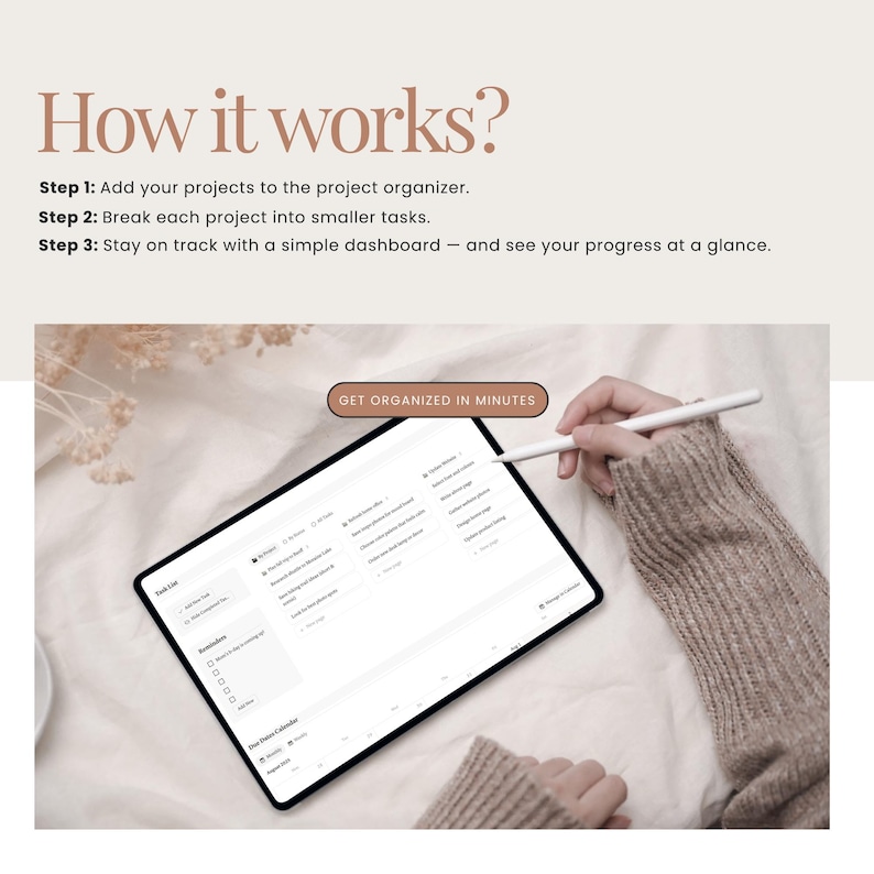 Simple project planner productivity Notion template