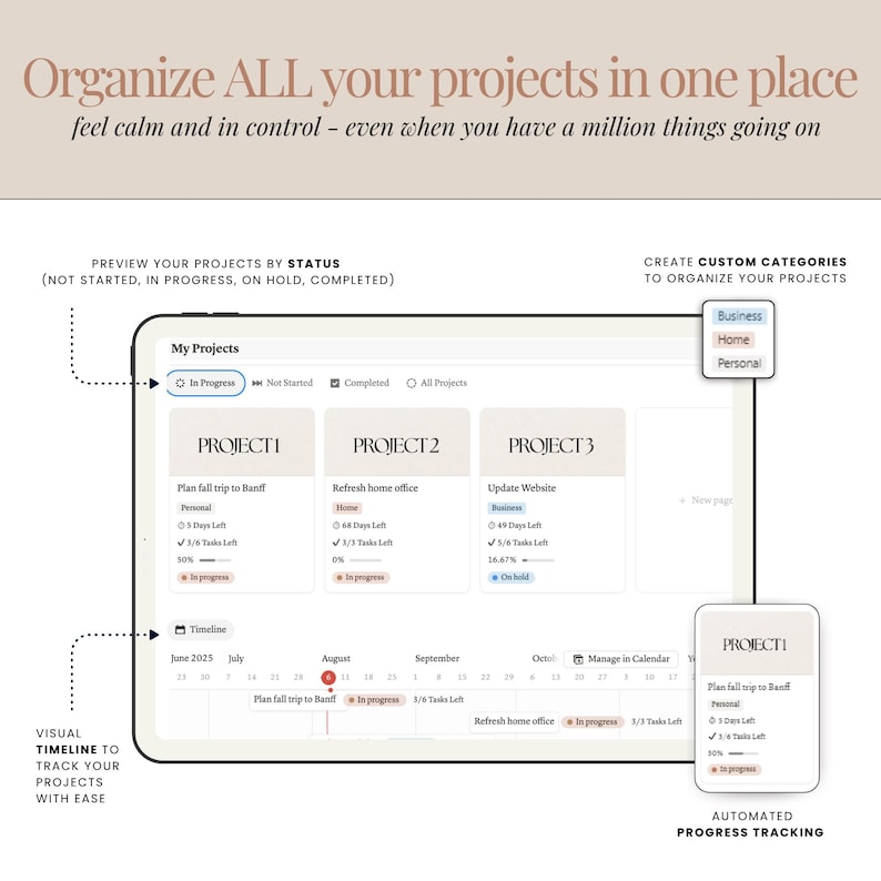 Multi project tracker Notion