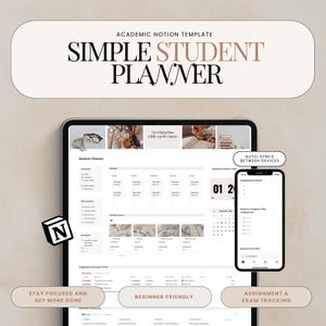 Student Notion Template Academic Planner Student Planner Notion University Digital Planner Assignment Tracker College Planner Daily Planner