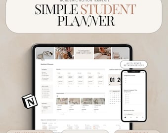 Student Notion Template Academic Planner Student Planner Notion University Digital Planner Assignment Tracker College Planner Daily Planner