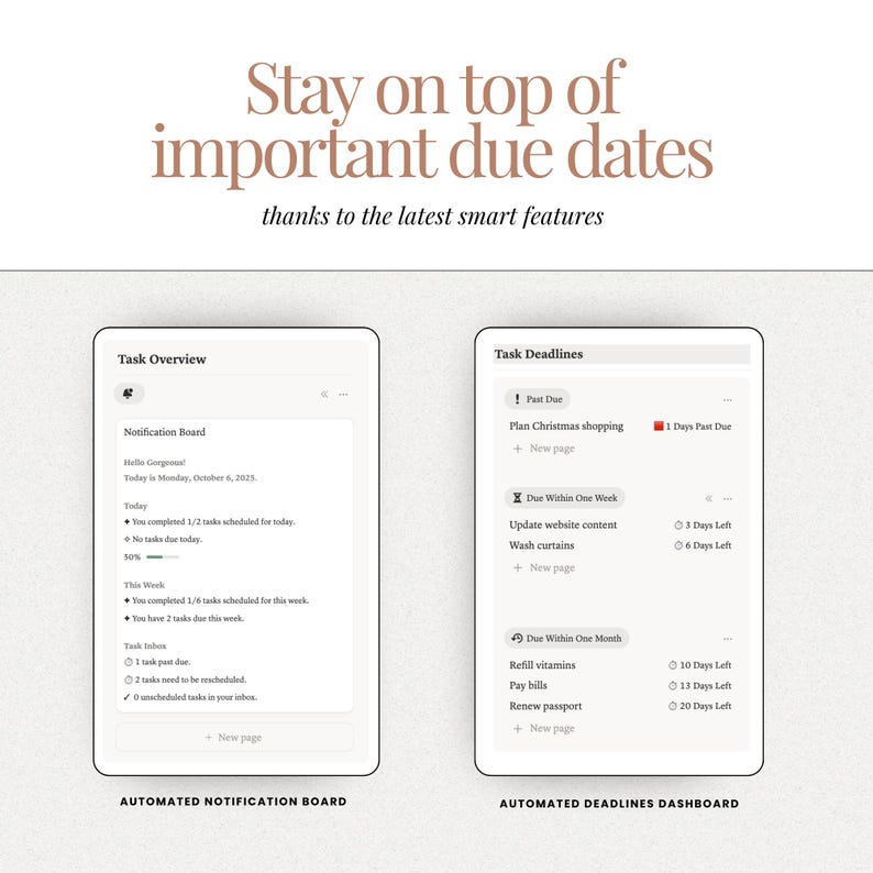 Notion productivity business planner and work planner