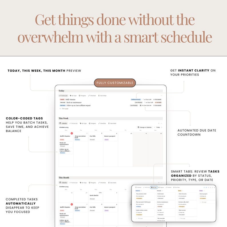 Daily planner Weekly planner Monthly planner Notion
