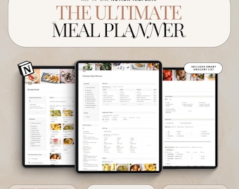 Notion Meal Planner Template Weekly Meal Plan Digital Recipe Book Food Journal Meal Prep Grocery List Nutrition Tracker