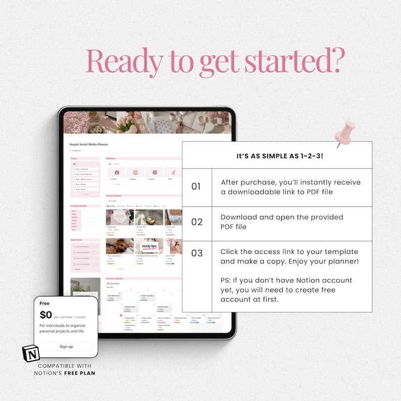 Aesthetic Notion Template for content creators and social media managers