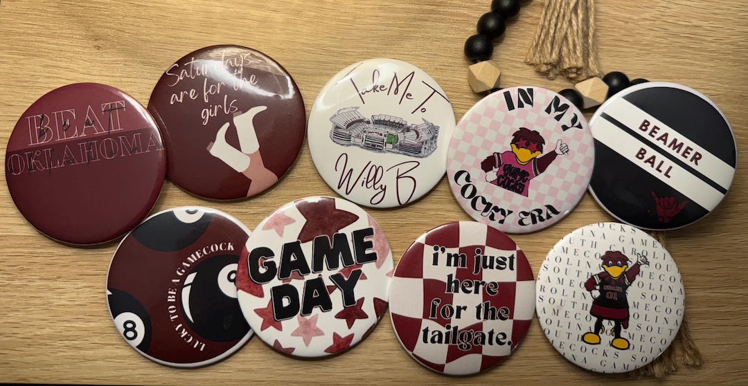 CUSTOM GAMEDAY BUTTONS *gamecocks* - Etsy