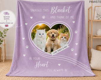 Pet Memorial Blanket from Photo, Custom Dog Memorial Throw, Personalized Cat Sympathy Blanket, Pet Loss Gift for Pet Lovers, Pet Blanket