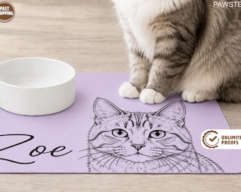 Personalized Pet Food Mat with Photo and Name, Custom Waterproof Dog Bowl Placemat, Non Slip Feeding Mat for Dogs and Cats