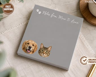 Custom Sticky Note Pad Personalized Pet Photo Post It Notes Dog Cat Memo Pad Pet Portrait Notepad Office Stationery Gift for Pet Lovers