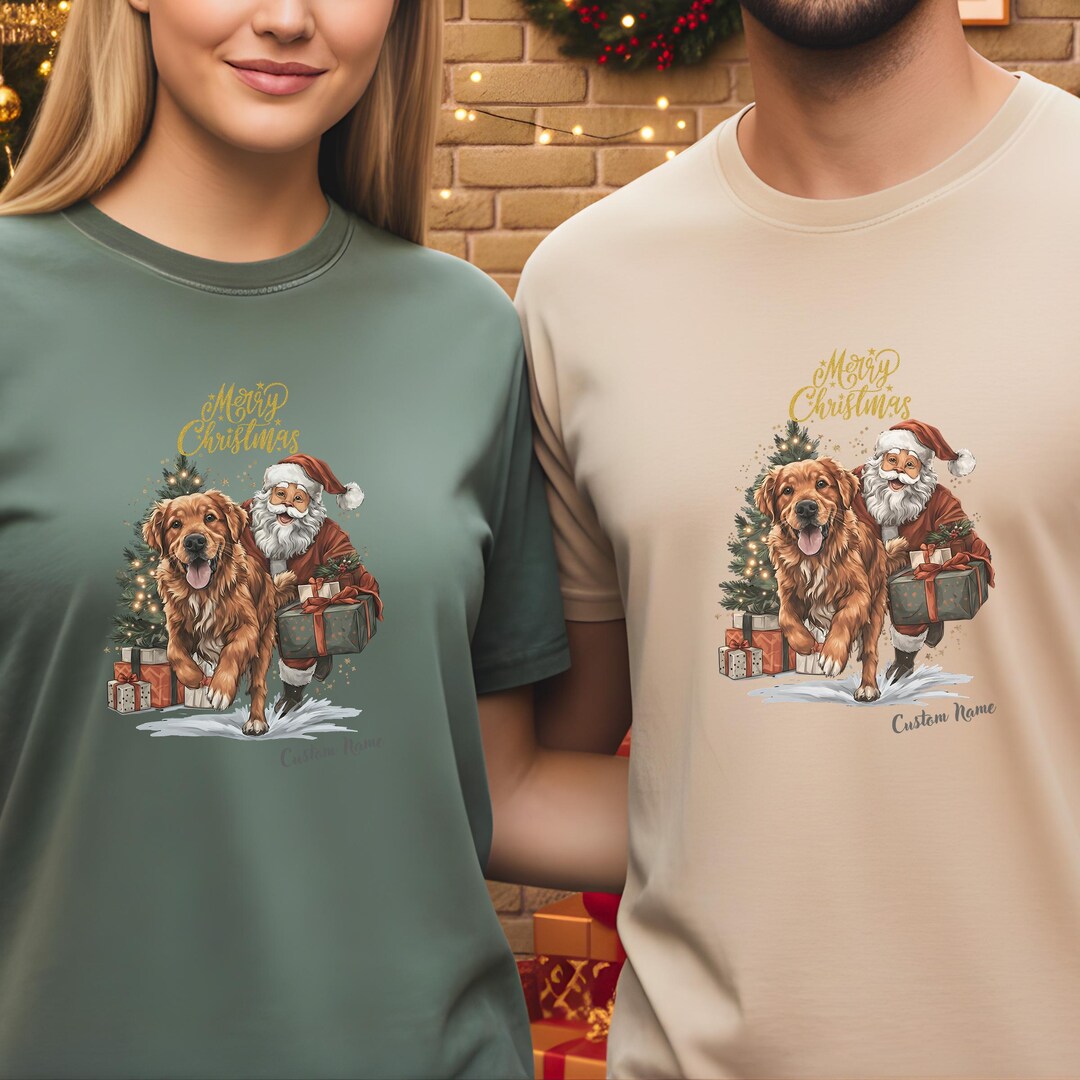 Personalized Golden Retriever Christmas Shirt, Custom Name Dog Lover ...