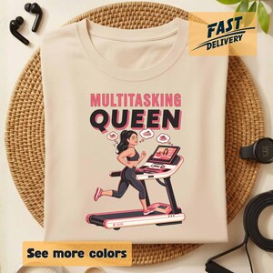 Camiseta Reina Multitarea para Mujer, Sudadera con capucha para programa de cocina y entrenamiento en cinta de correr, Camiseta Vida de Mamá Ocupada, Regalo Divertido para Multitarea en Fitness