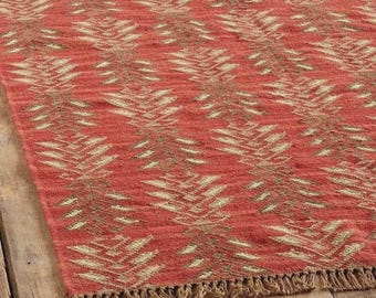 Handwoven Wool Jute Kilim Rug Bohemian Traditional Rug Kilim Jute Rug Southwestern Rug Eco Friendly Rug Accent Hallway Rug Washable Soft Rug