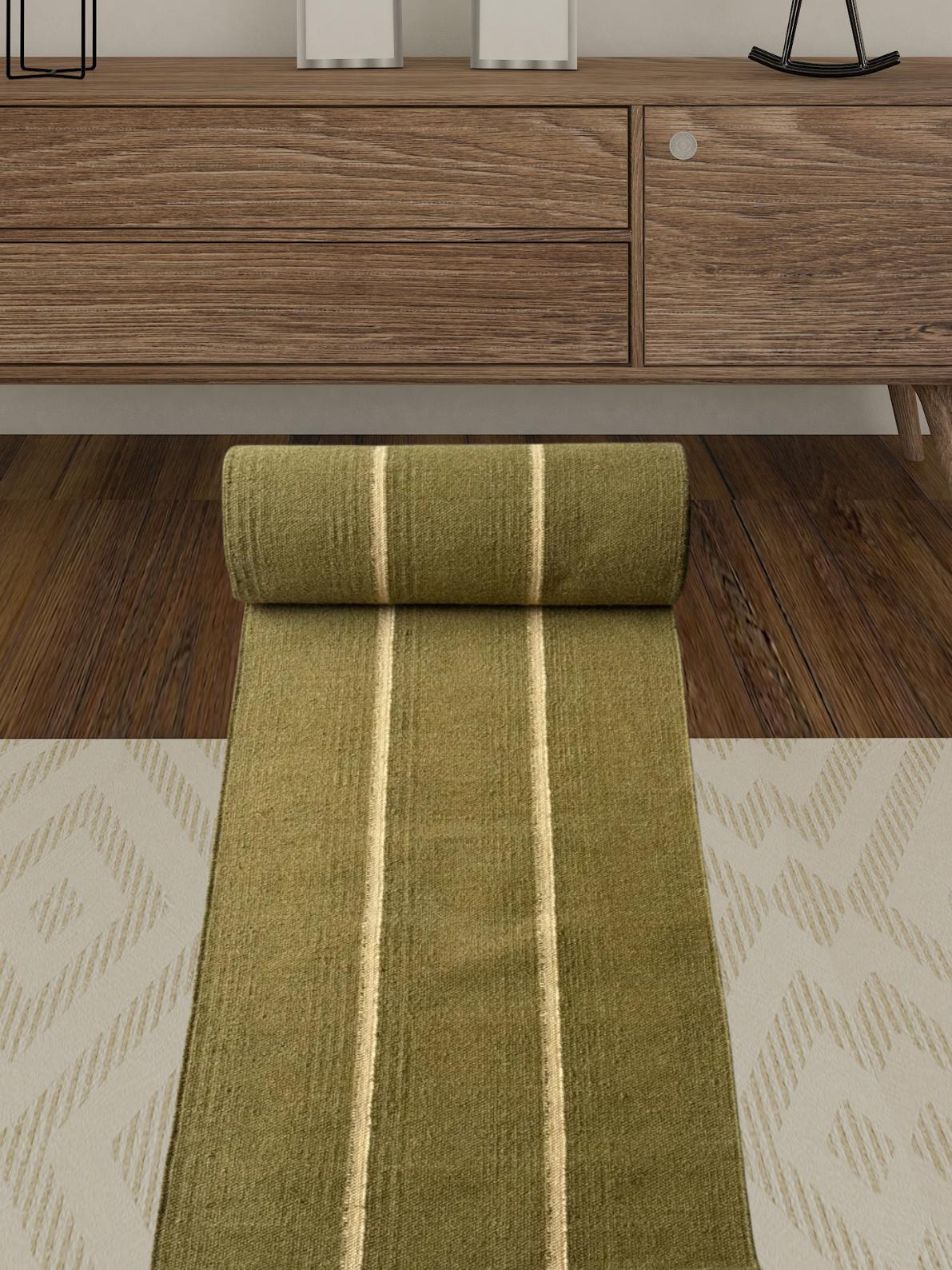 Earthy Fun Runner Rug Wool Stairs Runner Rug | Earthy Green Runner Rug, Handwoven Rug for ...