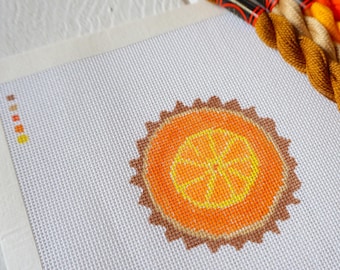 Tartaleta de naranja pequeña - Lienzo de bordado pintado a mano, kit de bordado