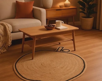 Handgefertigter geflochtener Juteteppich: Runder Boho Kinderzimmer Bodenmatte
