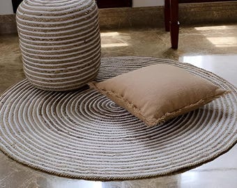 Hand Braided Jute Area Rug: Round Boho Rug, Eco-Friendly