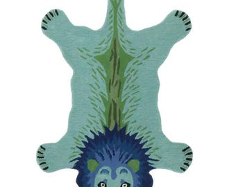 Hand Tufted Wool Rug | Blue Nail Tiger Animal Rug