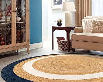 Hand Braided Jute Rug: Natural Fiber Scalloped Boho Decor