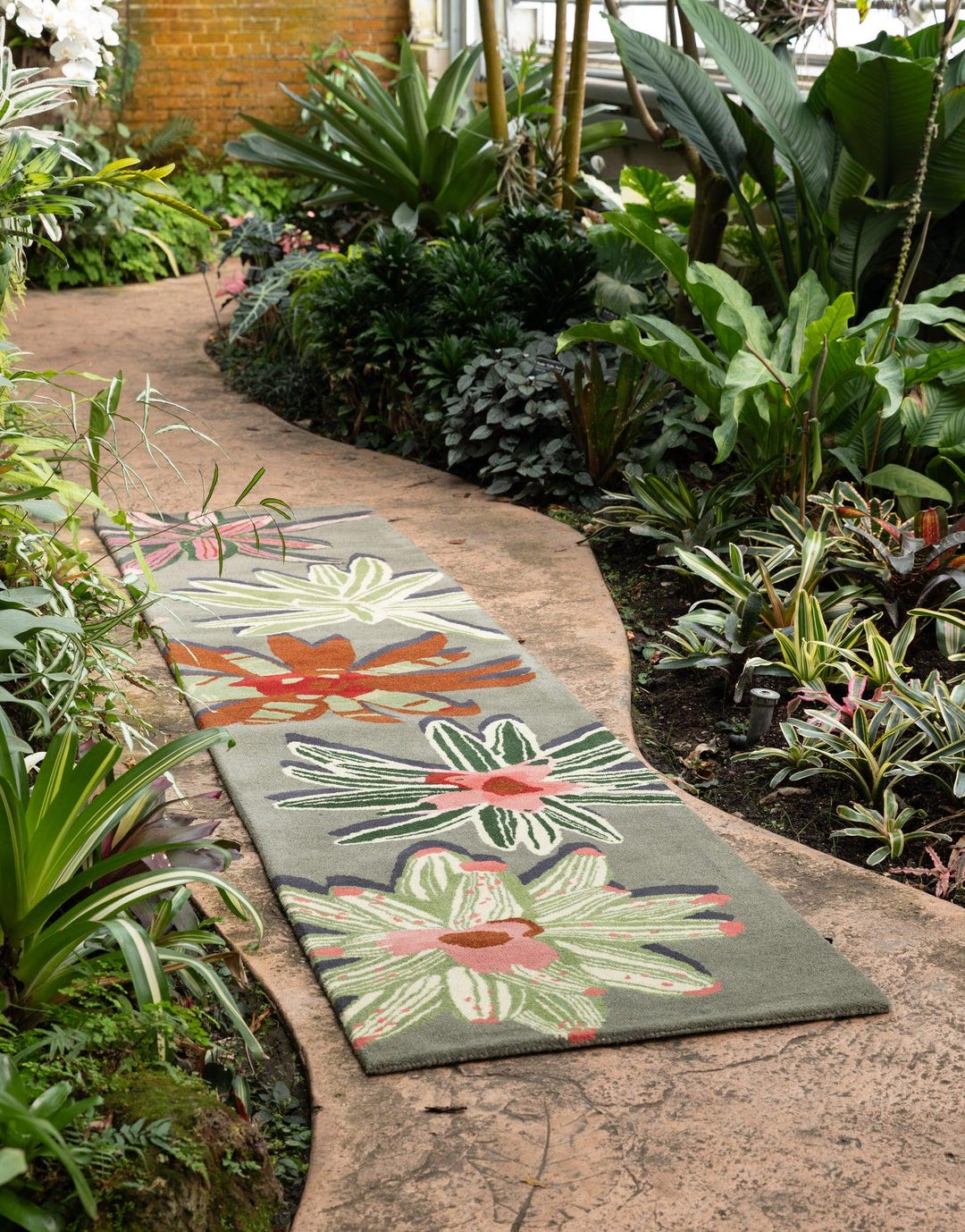 Tropical Floral Runner Rug, Botanical Hallway Rug, Indoor Outdoor ...