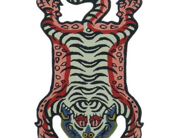 Tibetan Tiger Runner Rug – Handmade Wool Animal Carpet, Custom Shaped Rug for Home Decor